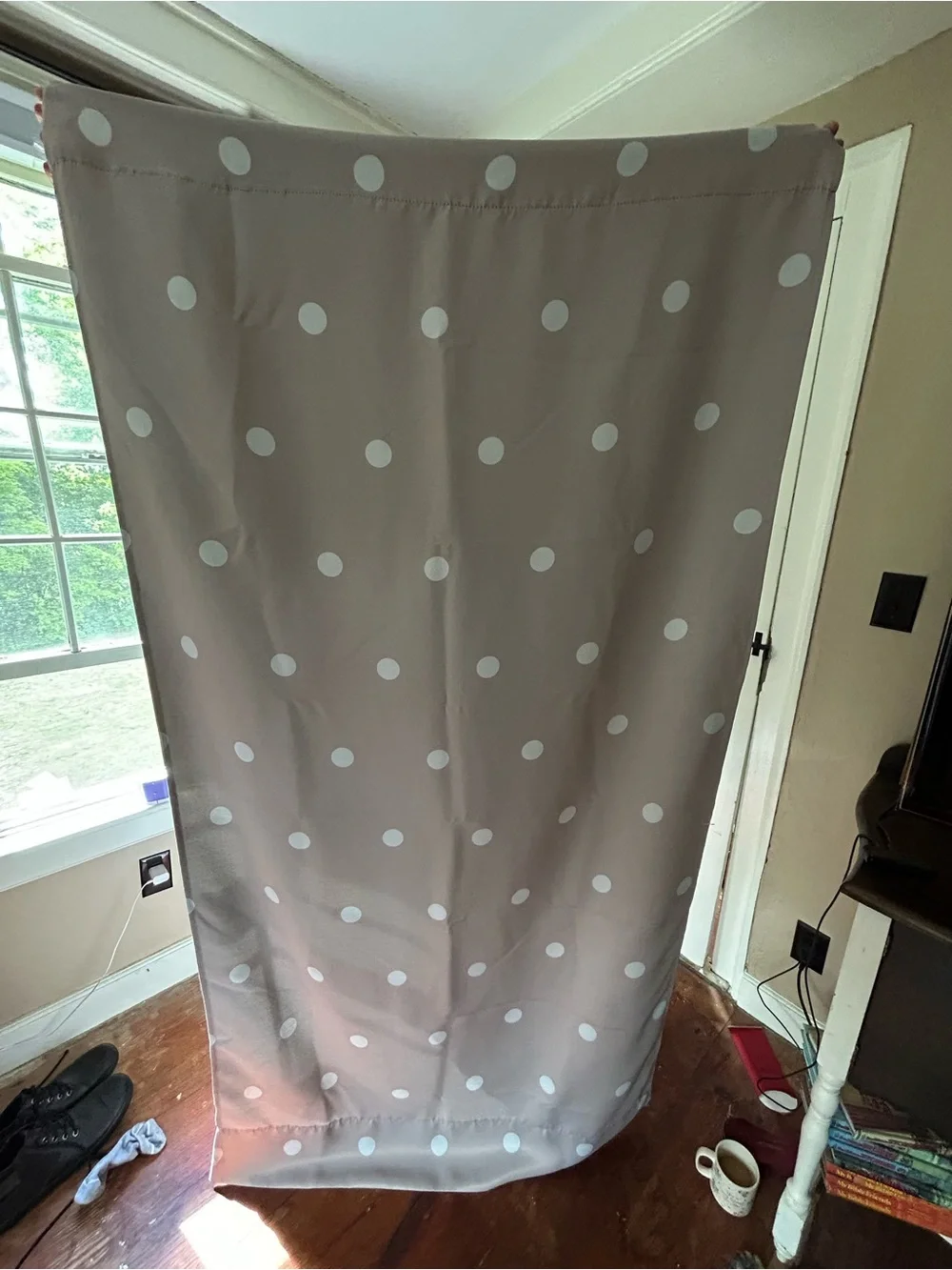 Gray Polka Dot blackout Curtains-4 panels